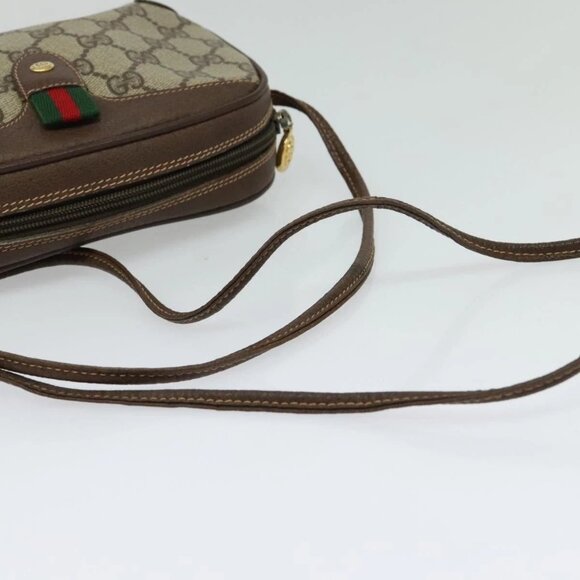 GUCCI GG Supreme Web Sherry Line Bag PVC Beige Gold 156 02 066 Auth 131723 - Picture 8 of 16